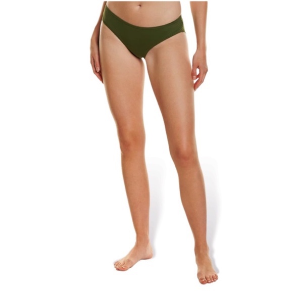Vince Camuto Palm Green Shirred Smooth Fit Cheeky Bikini Bottom Size M - Picture 3 of 11